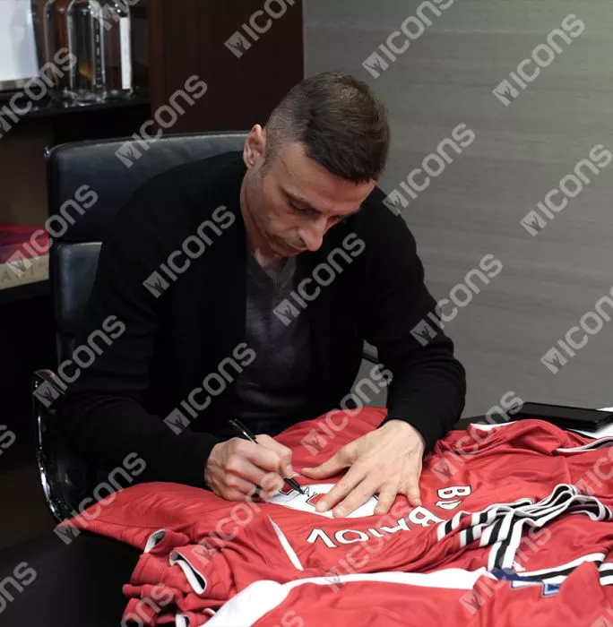 Icons Dimitar Berbatov Official UEFA Champions League Back Signed And Framed Manchester United 2011-12 Home Shirt