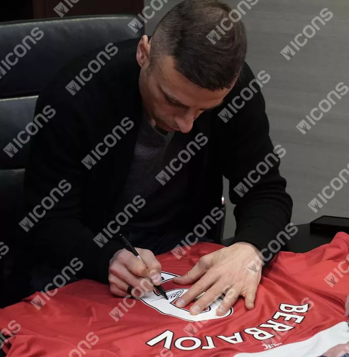 Icons Dimitar Berbatov Official UEFA Champions League Back Signed And Hero Framed Manchester United 2010-11 Home Shirt