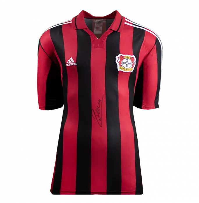 Icons Dimitar Berbatov Official UEFA Champions League Front Signed And Hero Framed Bayer 04 Leverkusen 2000-01 Home Shirt