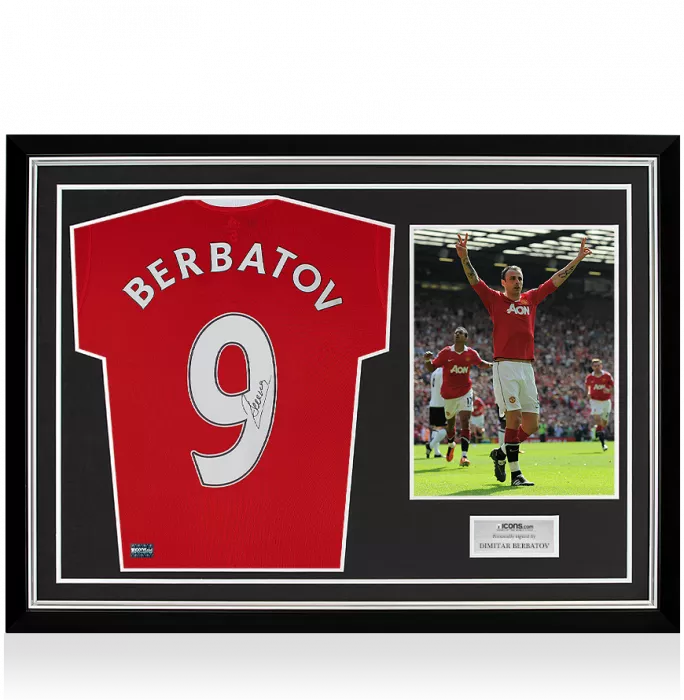 Icons Dimitar Berbatov Signed Manchester United Home Shirt In Hero Frame: Option 1