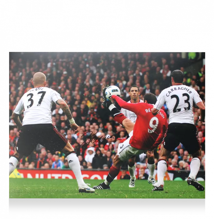 Icons Dimitar Berbatov Signed Manchester United Photo In Premium Photo Frame: Overhead Kick V Liverpool - Signed In Black