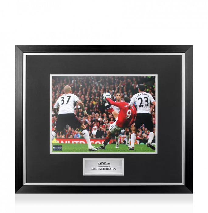 Icons Dimitar Berbatov Signed Manchester United Photo In Premium Photo Frame: Overhead Kick V Liverpool - Signed In Black