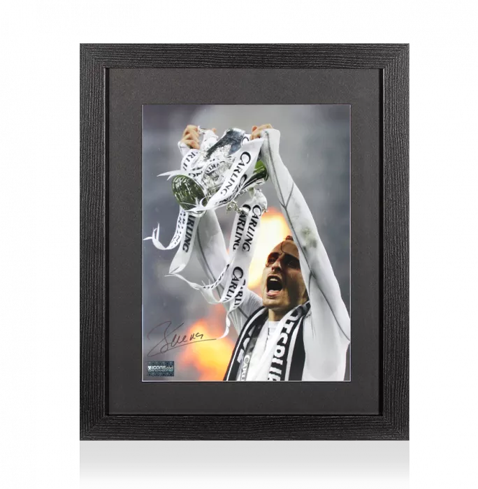 icons Dimitar Berbatov Signed Tottenham Hotspur Photo In Black Wooden Frame: Carling Cup Winner