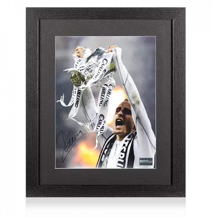 icons Dimitar Berbatov Signed Tottenham Hotspur Photo In Black Wooden Frame: 2008 League Cup Winner