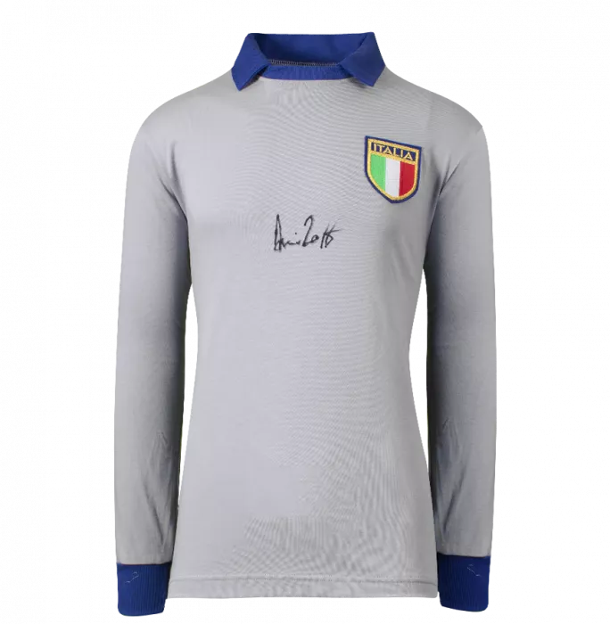 Icons Dino Zoff Official 1982 FIFA World Cup™ Front Signed And Hero Framed Italy 1982 Home Shirt