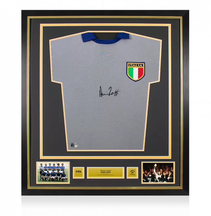 icons Dino Zoff Official 1982 FIFA World Cup™ Front Signed and Framed Italy 1982 Home Shirt