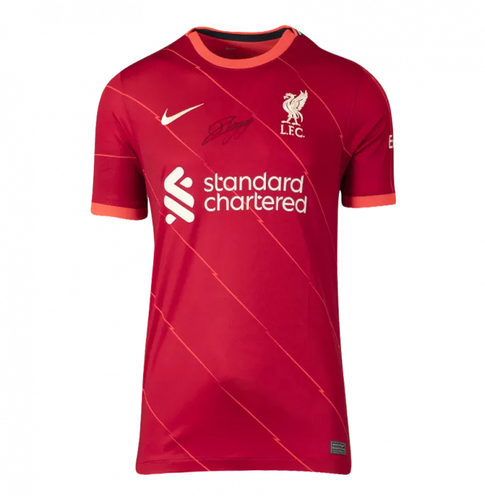 Icons Diogo Jota Official UEFA Champions League Front Signed And Hero Framed Liverpool 2021-22 Home Shirt