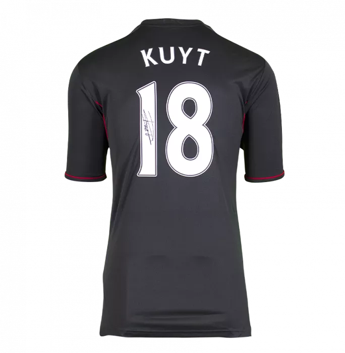 Icons Dirk Kuyt Back Signed Liverpool 2011-12 Away Shirt In Hero Frame: Option 1