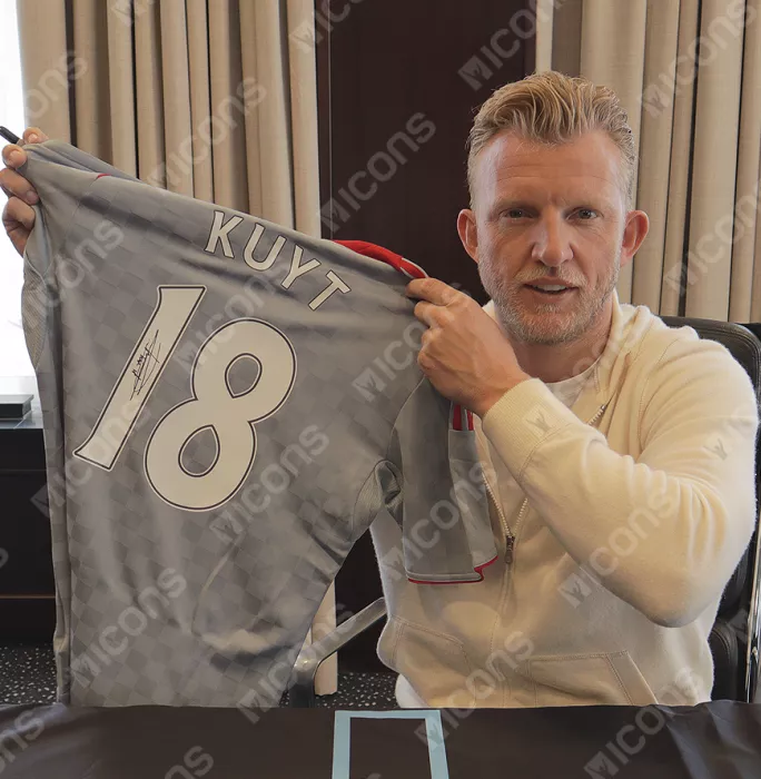Icons Dirk Kuyt Back Signed Liverpool FC 2008-10 Away Shirt In Classic Frame
