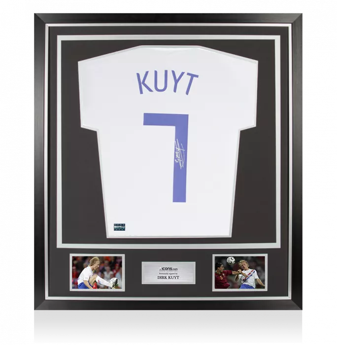 icons Dirk Kuyt Back Signed Netherlands 2006-07 Away Shirt In Classic Frame