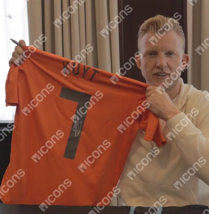 Icons Dirk Kuyt Back Signed Netherlands 2006-08 Home Shirt In Classic Frame
