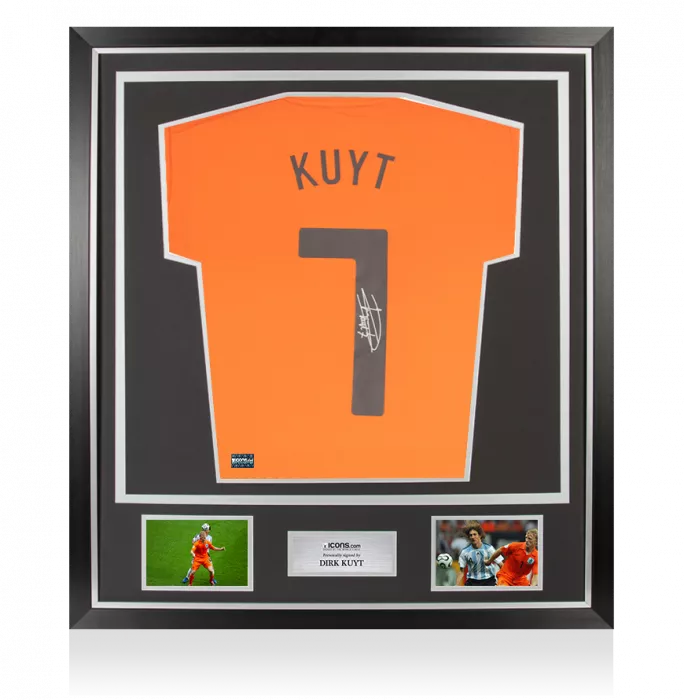 icons Dirk Kuyt Back Signed Netherlands 2006-08 Home Shirt In Classic Frame