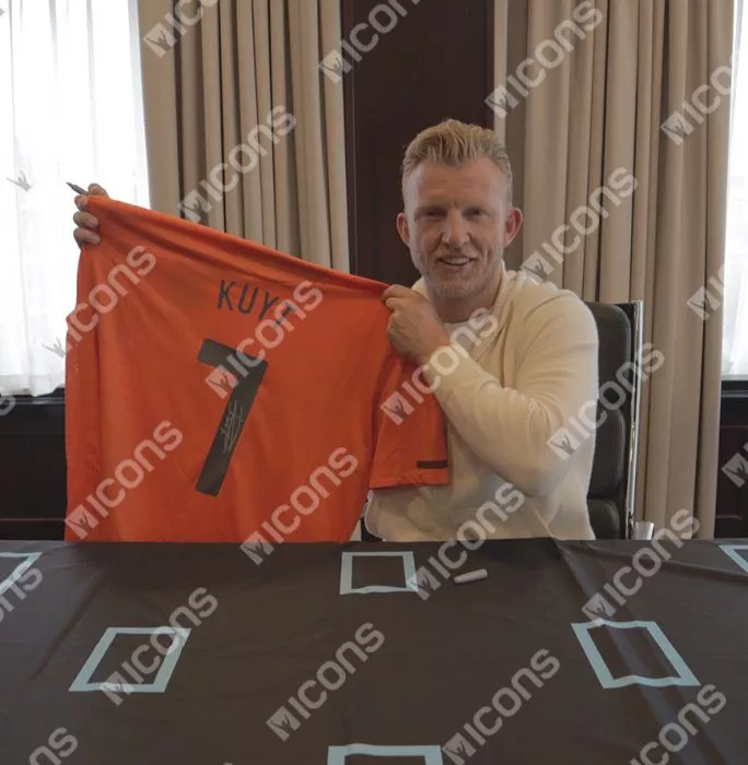 Icons Dirk Kuyt Back Signed Netherlands 2010-11 Home Shirt In Deluxe Packaging
