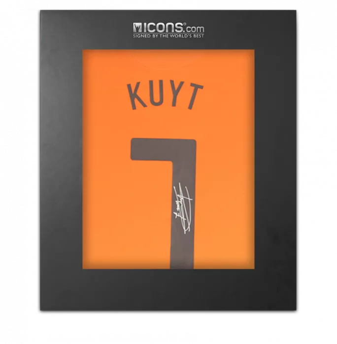 icons Dirk Kuyt Back Signed Netherlands 2010-11 Home Shirt In Deluxe Packaging