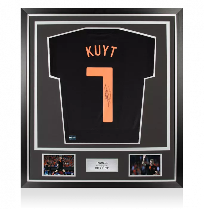 icons Dirk Kuyt Back Signed Netherlands 2012-13 Away Shirt In Classic Frame