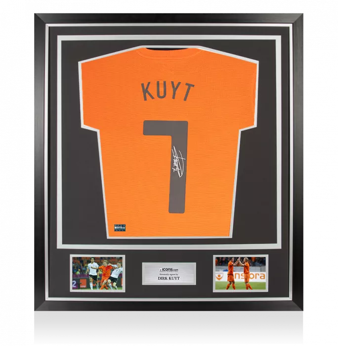 icons Dirk Kuyt Back Signed Netherlands 2012-13 Home Shirt In Classic Frame