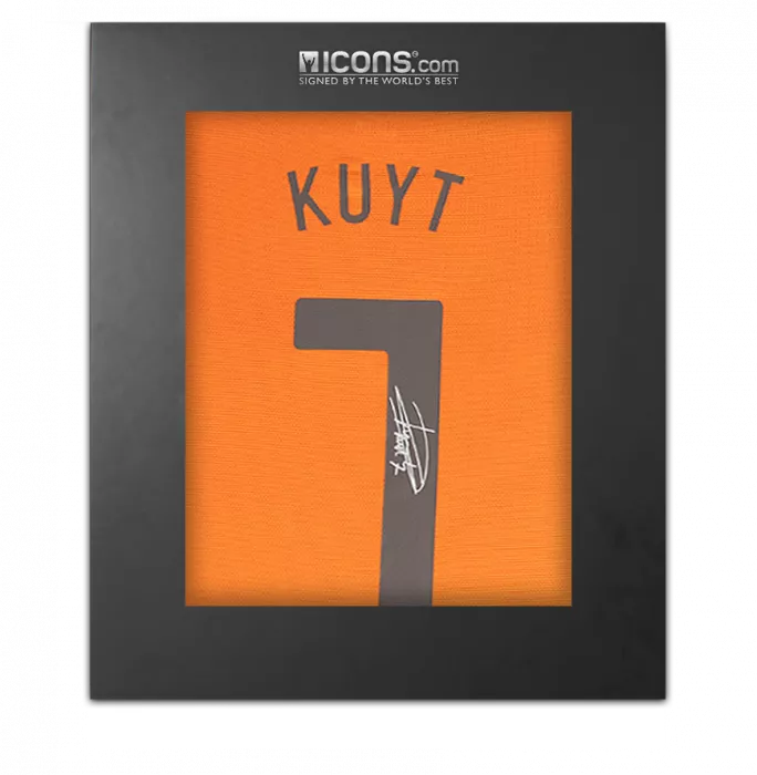 icons Dirk Kuyt Back Signed Netherlands 2012-13 Home Shirt In Deluxe Packaging