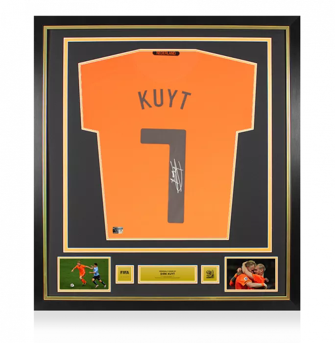 icons Dirk Kuyt Official 2010 FIFA World Cup™ Back Signed and Framed Netherlands 2010-11 Home Shirt