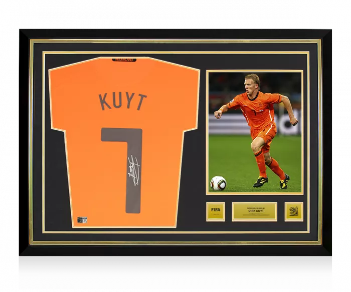 icons Dirk Kuyt Official 2010 FIFA World Cup™ Back Signed and Hero Framed Netherlands 2010-11 Home Shirt