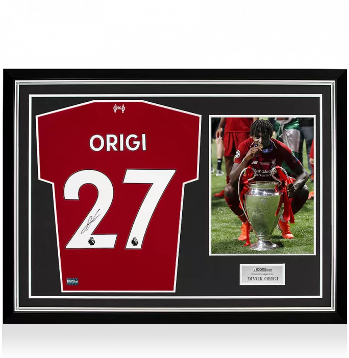 icons Divock Origi Back Signed Liverpool 2018-19 Home Shirt In Hero Frame – Option 3