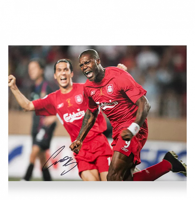 Icons Djibril Cisse Signed Liverpool Photo: 2005 UEFA Super Cup Goal