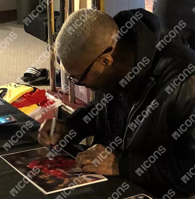 Icons Djibril Cisse Signed Liverpool Photo In Black Wooden Frame: 2005 UEFA Super Cup Goal