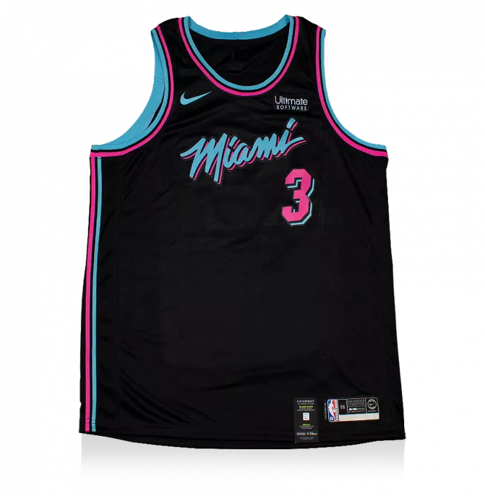 Icons Dwyane Wade Back Signed Miami Heat Jersey: Vice Nights Special Edition