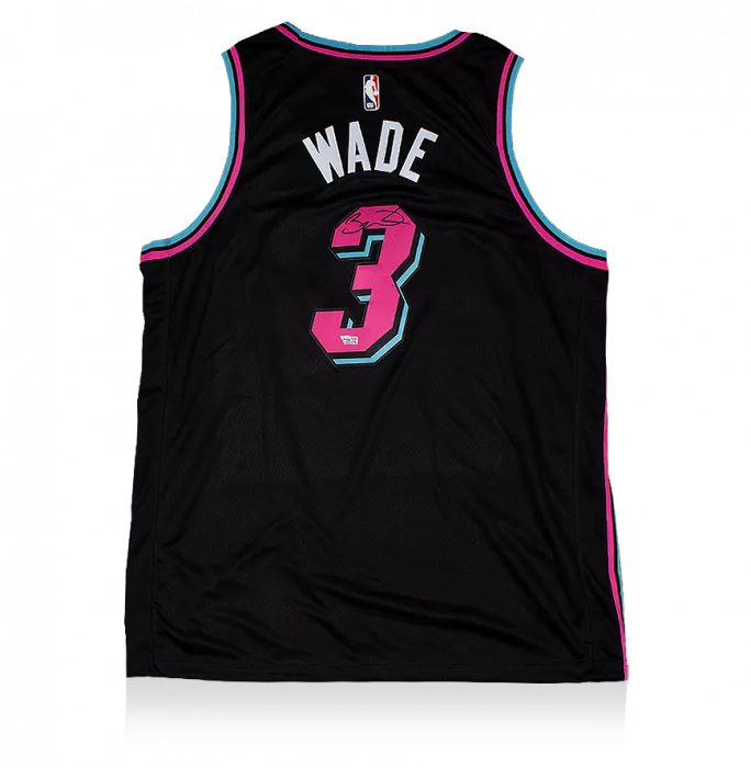 icons Dwyane Wade Back Signed Miami Heat Jersey: Vice Nights Special Edition