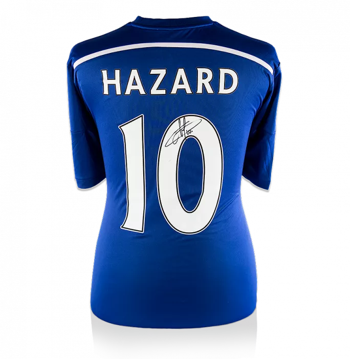 icons Eden Hazard Back Signed Chelsea 2014-15 Home Shirt With Fan Style Numbers