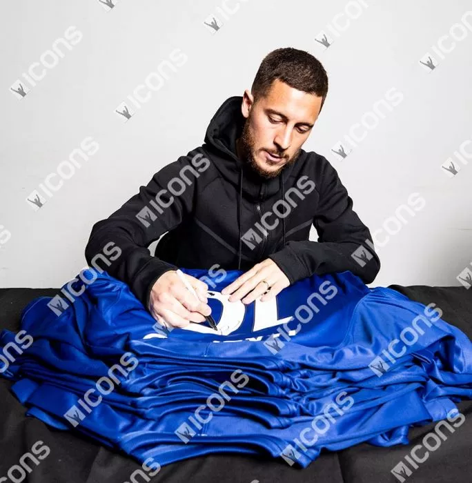 Icons Eden Hazard Back Signed Chelsea 2017-18 Home Shirt