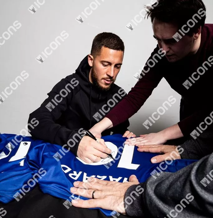 Icons Eden Hazard Back Signed Chelsea 2017-18 Home Shirt