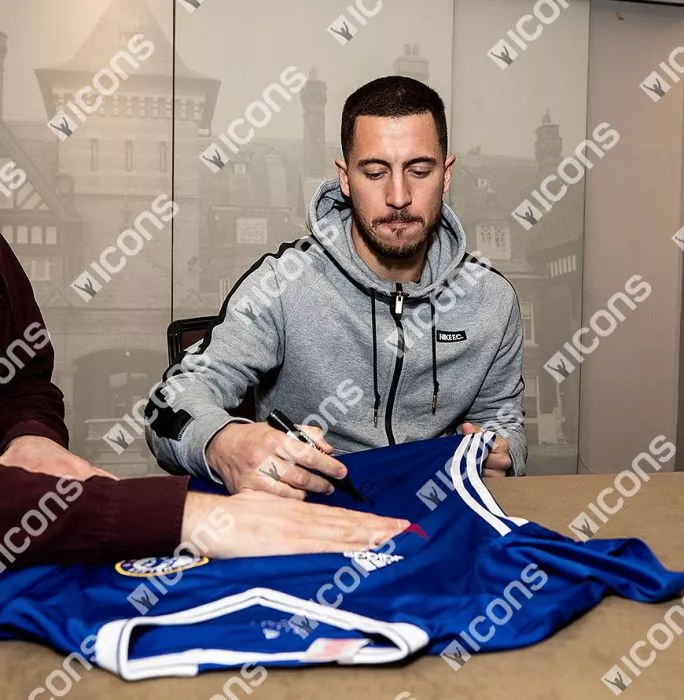 Icons Eden Hazard Front Signed Chelsea 2016-17 Home Shirt