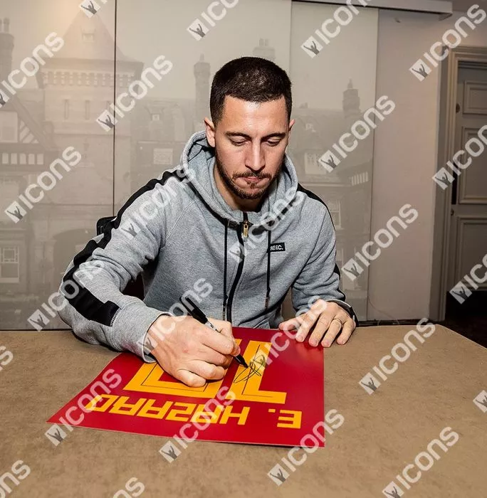 Icons Eden Hazard Signed Belgium Shirt Print In Black Wooden Frame: Limited Edition 'Hazard 10'