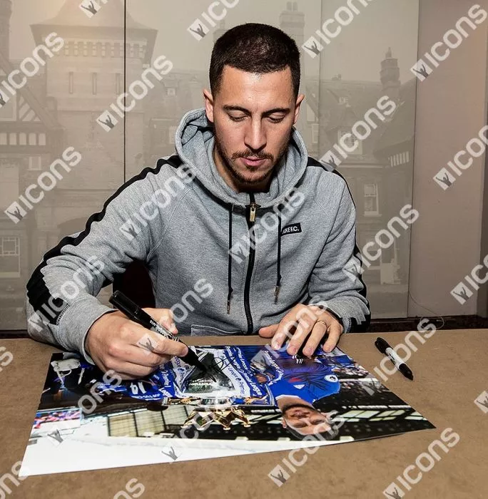 Icons Eden Hazard Signed Chelsea Photo: 2016-17 Premier League Winner