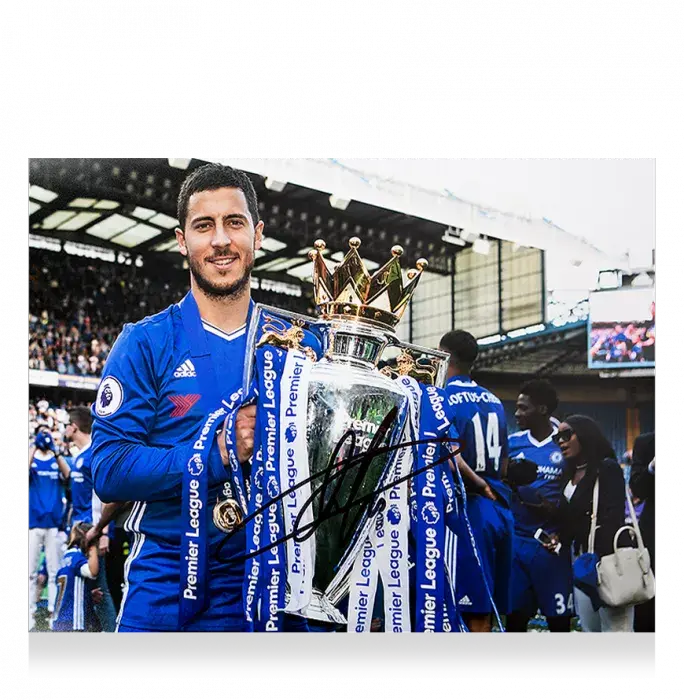 icons Eden Hazard Signed Chelsea Photo: 2016-17 Premier League Winner