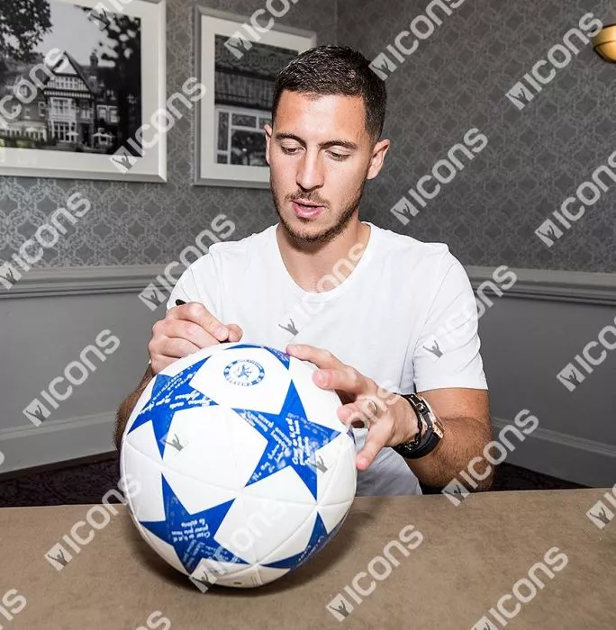Icons Eden Hazard Signed Chelsea UEFA Champions League Ball