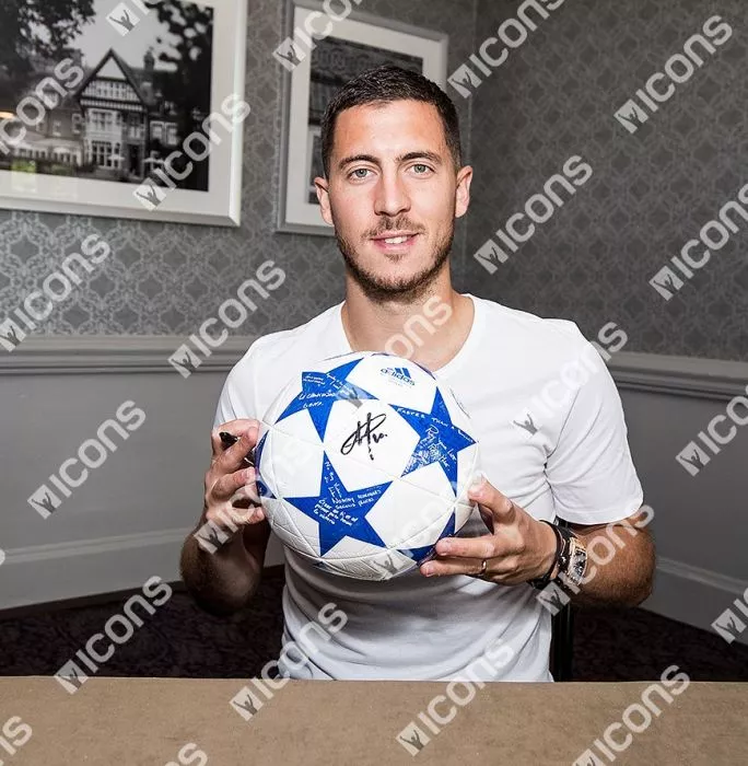 Icons Eden Hazard Signed Chelsea UEFA Champions League Ball