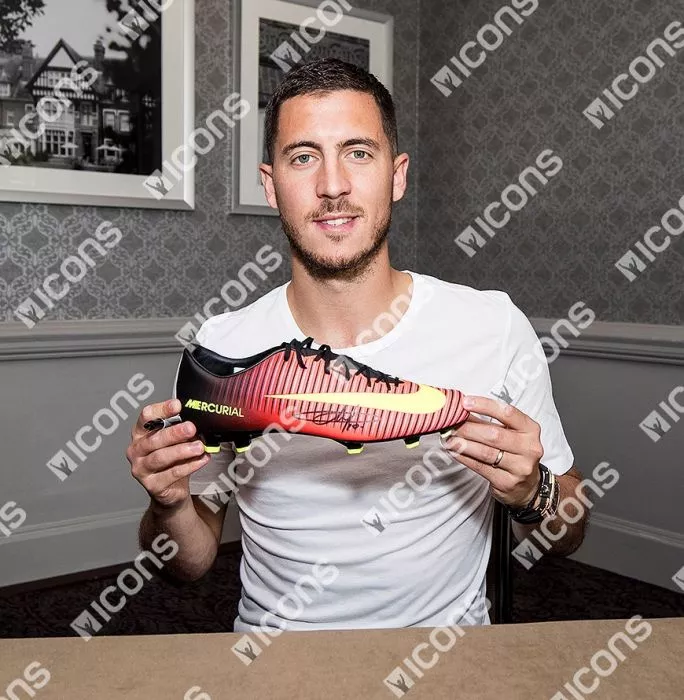 Icons Eden Hazard Signed Orange And Black Nike Mercurial Boot In Bubble Frame: Option 1