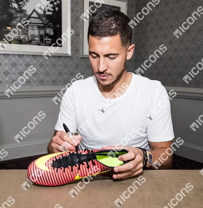 Icons Eden Hazard Signed Orange And Black Nike Mercurial Boot