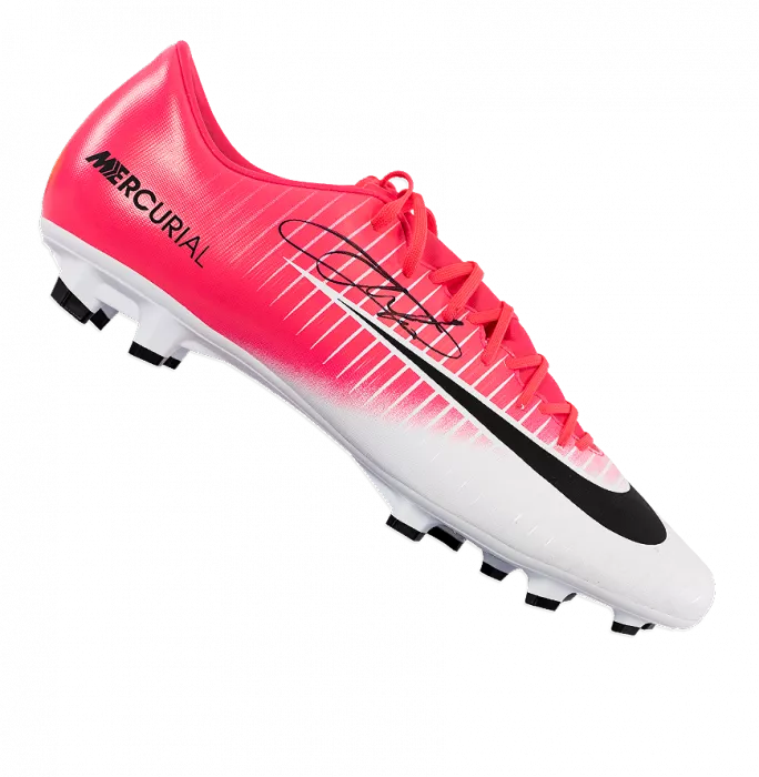 icons Eden Hazard Signed Pink and White Nike Mercurial Vapor XI Boot