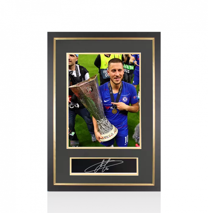 icons Eden Hazard Signed Plaque and Photo Frame: Chelsea Europa League Winner