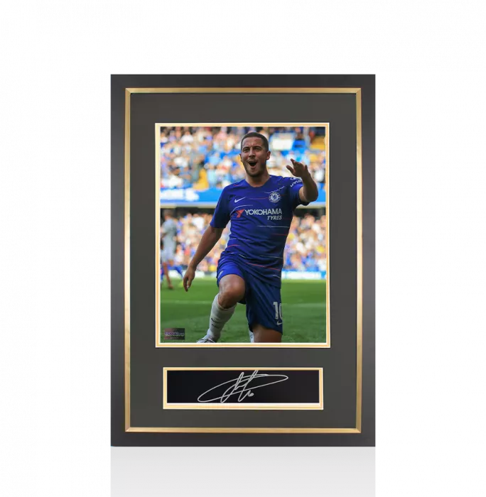icons Eden Hazard Signed Plaque and Photo Frame: Chelsea Knee Slide