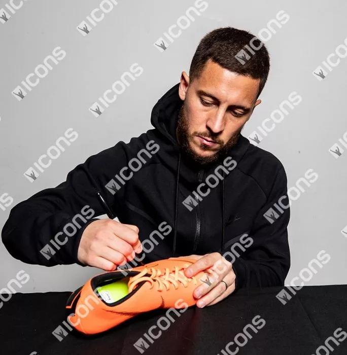 Icons Eden Hazard Signed Total Orange Nike Mercurial Vapor XII Boot In Bubble Frame: Option 1