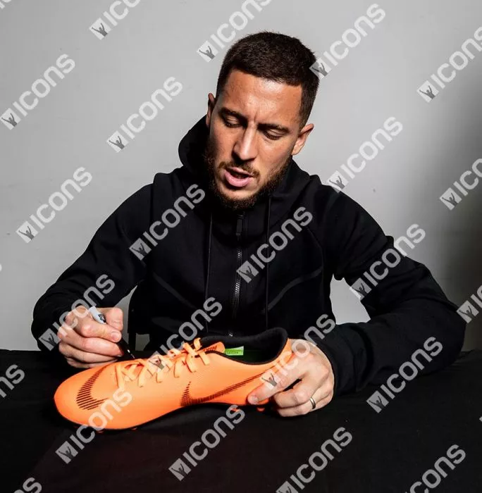 Icons Eden Hazard Signed Total Orange Nike Mercurial Vapor XII Boot In Bubble Frame: Option 1