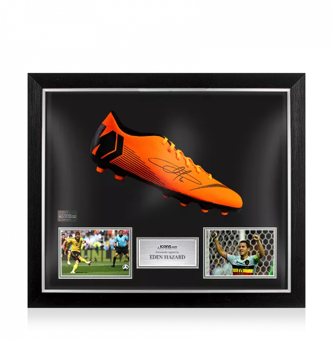 icons Eden Hazard Signed Total Orange Nike Mercurial Vapor XII Boot In Bubble Frame: Option 1