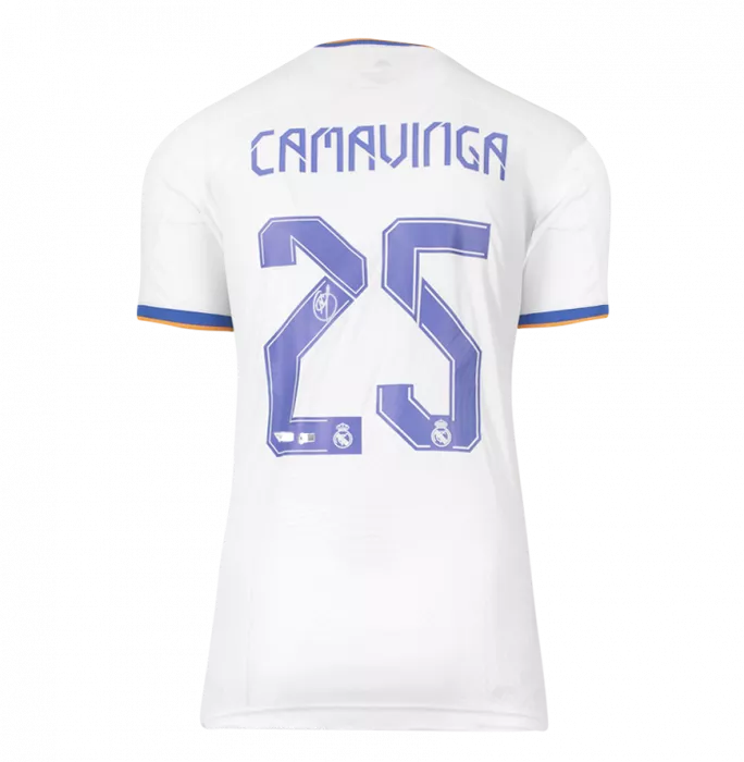 Icons Eduardo Camavinga Back Signed Real Madrid CF 2021-22 Home Shirt In Classic Frame