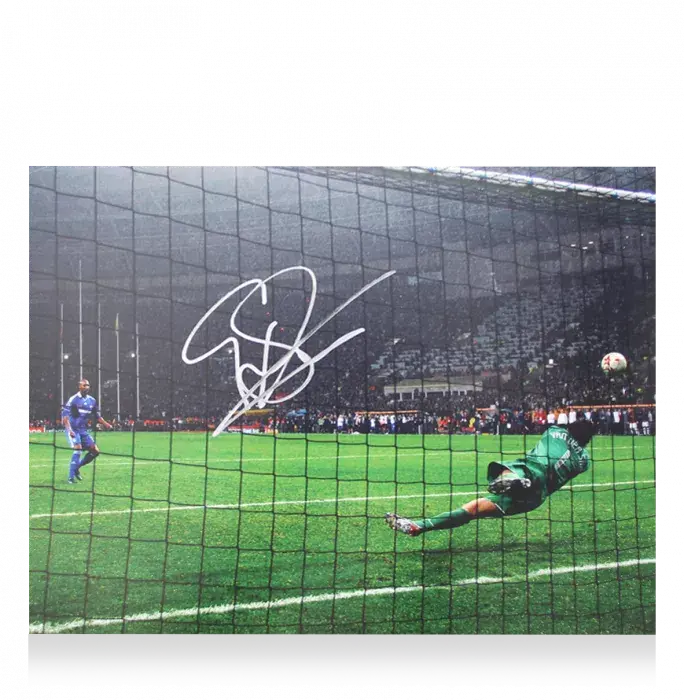Icons Edwin Van Der Sar Signed Manchester United Photo: UCL Final Save In Premium Photo Frame