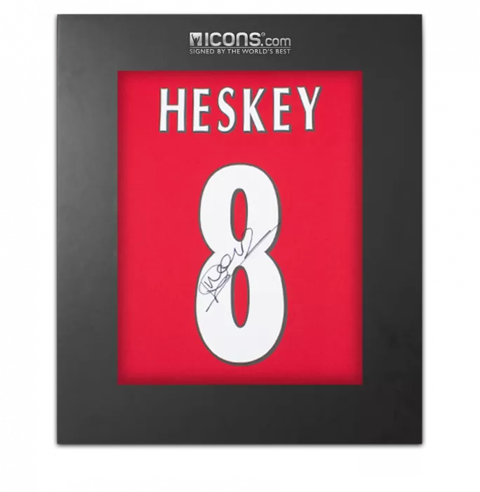 icons Emile Heskey Back Signed Liverpool 2000-02 Home Shirt In Deluxe Packaging