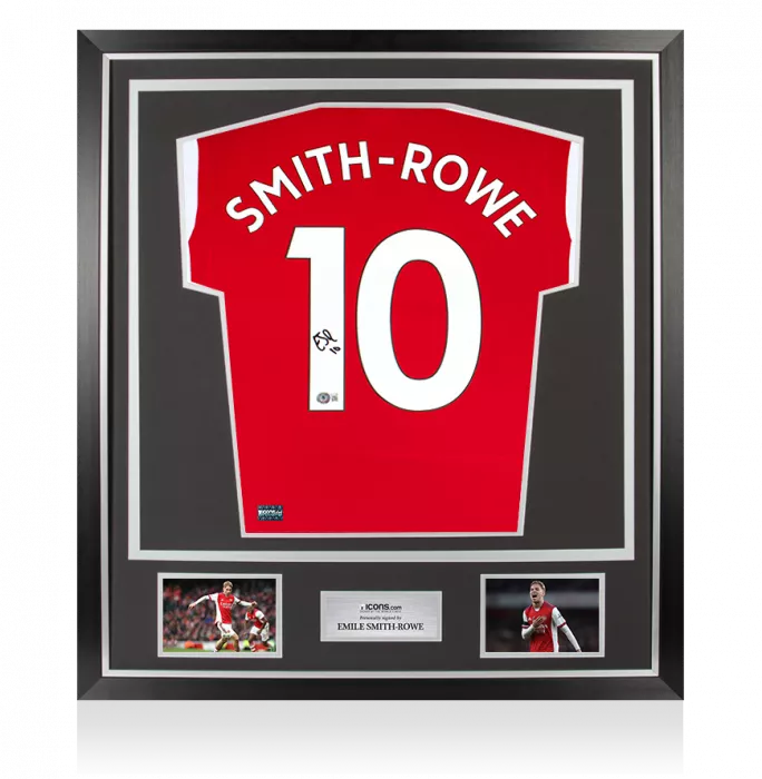 icons Emile Smith Rowe Back Signed Arsenal 2021-22 Home Shirt In Classic Frame