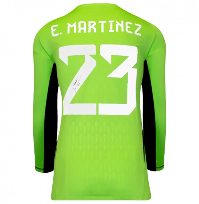 Icons Emiliano Martinez Back Signed Adidas TIRO Goalkeeper Shirt In Hero Frame: Option 1